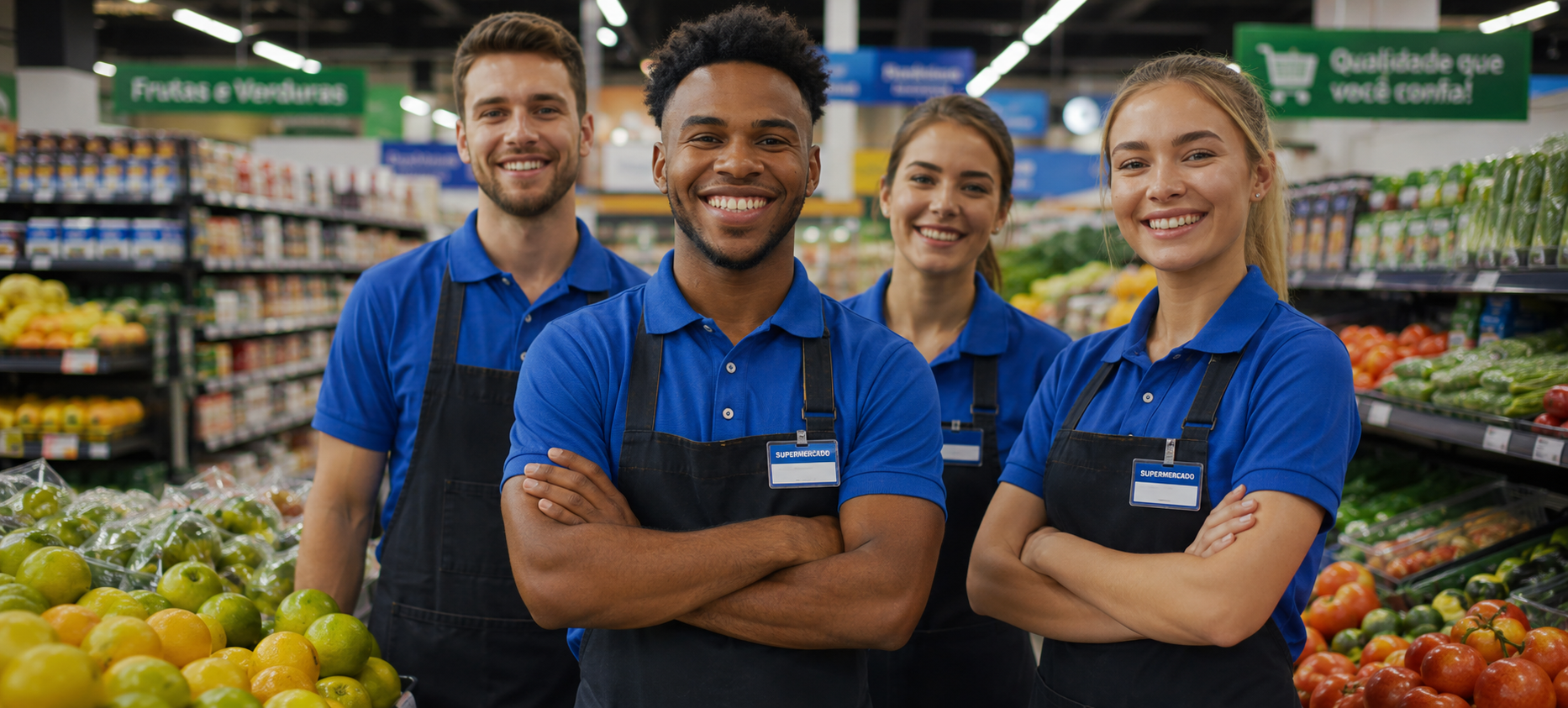 Colaboradores de supermercado admitidos para vagas formais de emprego