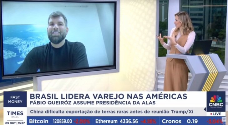 Fábio Queiróz, ao vivo, na CNBC falando sobre o futuro do varejo nas Américas