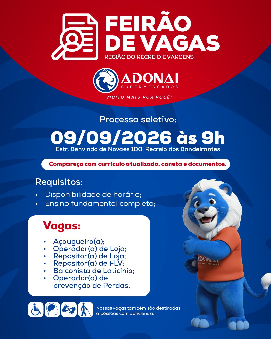 Adonai Supermercados realiza feirão de vagas nesta quarta-feira