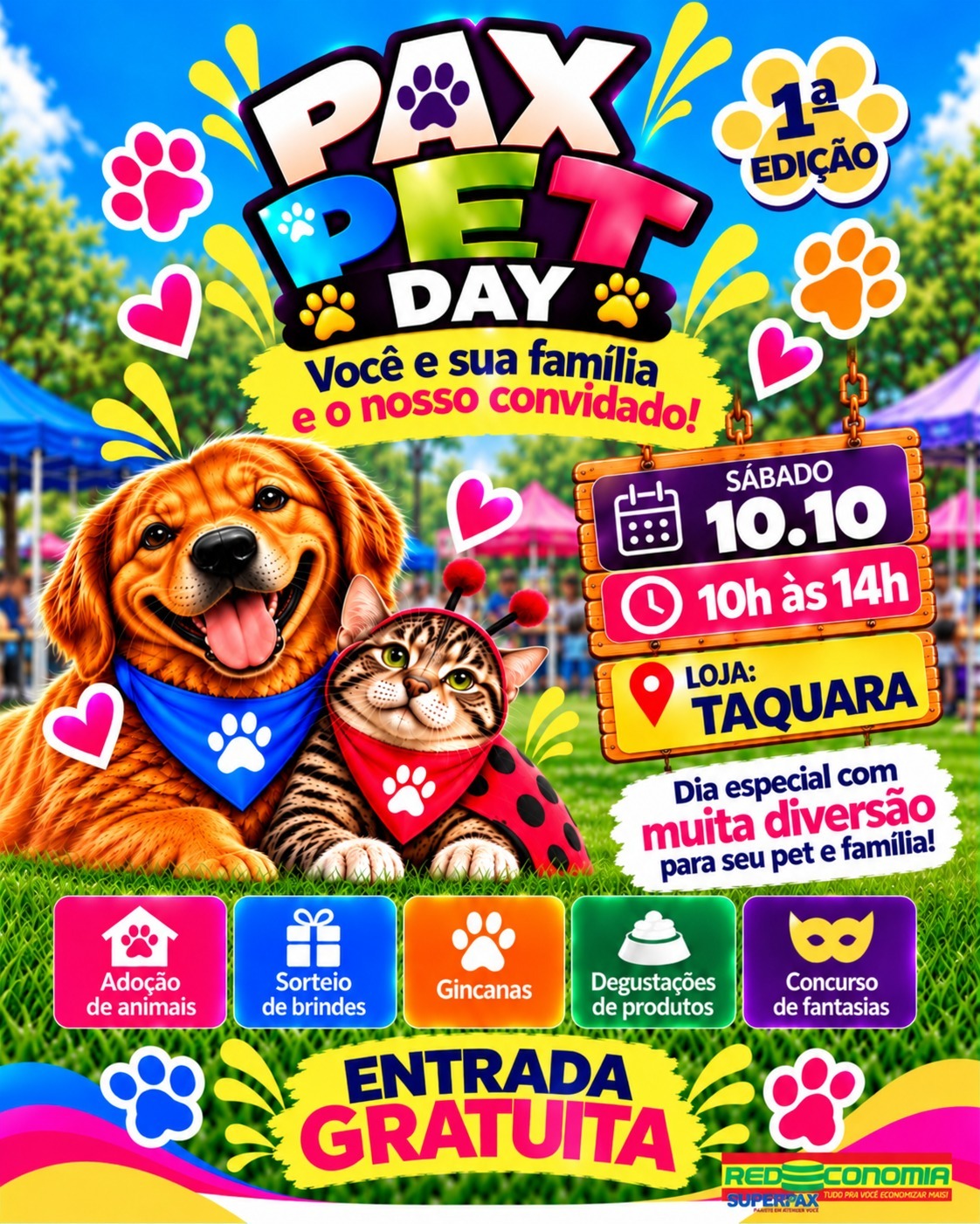 Redeconomia SuperPax realiza Pax Pet Day, evento com feira de adoção e gincanas para pets