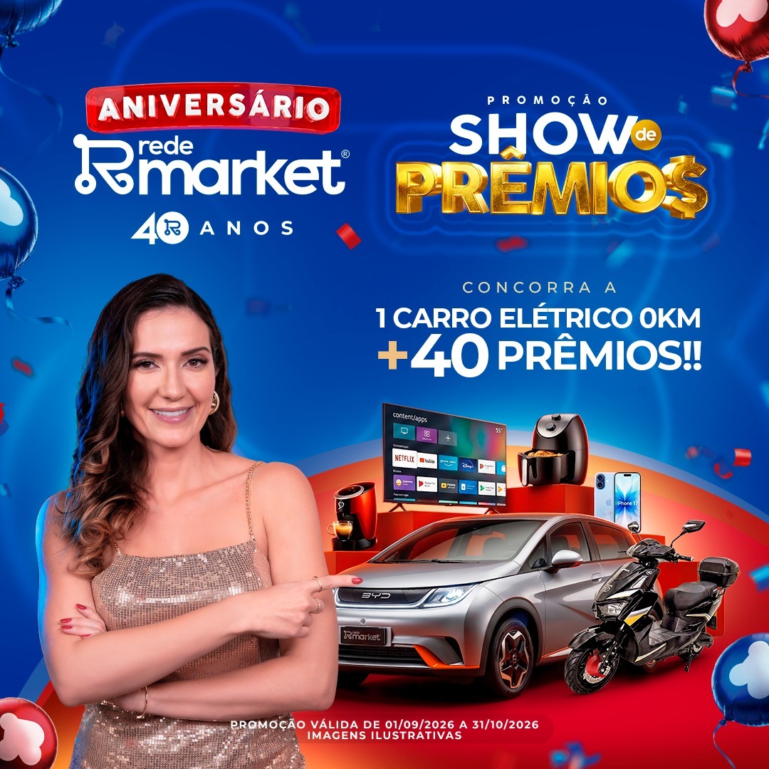 Rede Market lança campanha de aniversário com Show de Prêmios