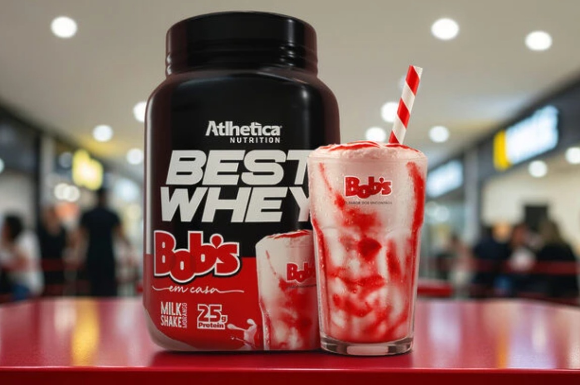 Com foco em saudabilidade, o Best Whey Milk Shake de Morango é a aposta do Bob's para as gôndolas de suplementação