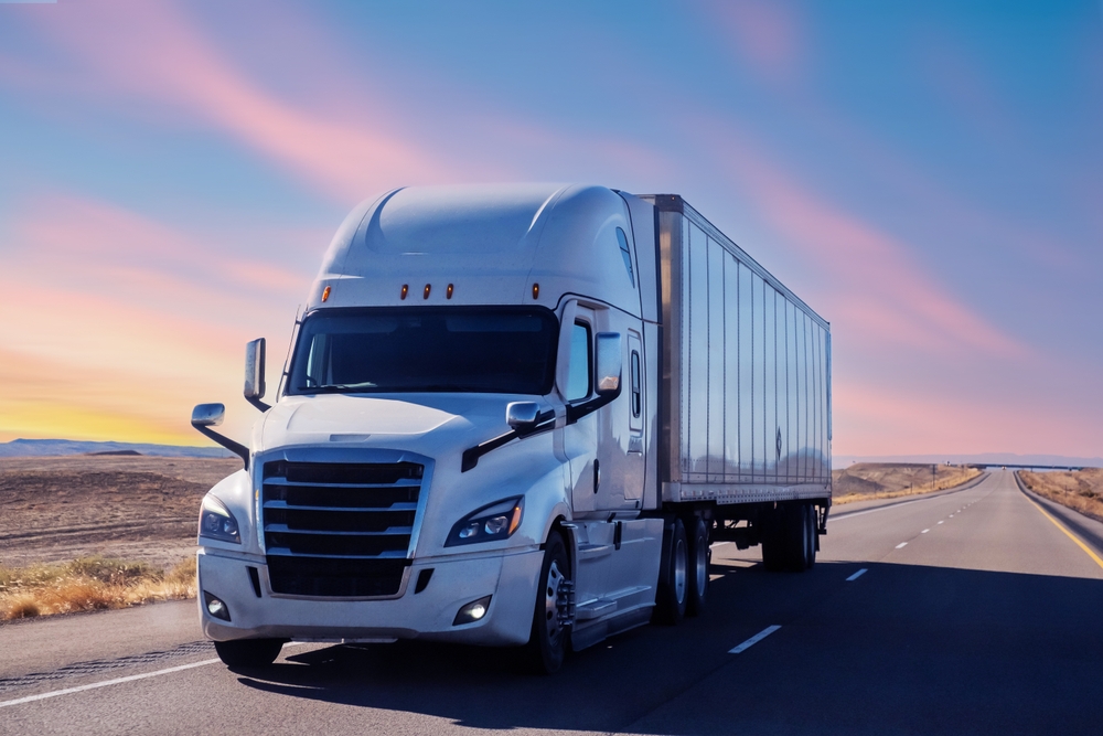 Semi,Truck,On,Highway,,Trucking,In,Usa